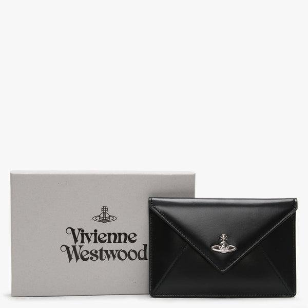 Private Small Black Leather Envelope Pouch