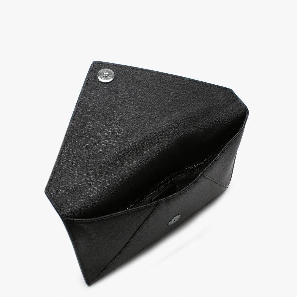Victoria Black Leather Envelope Clutch