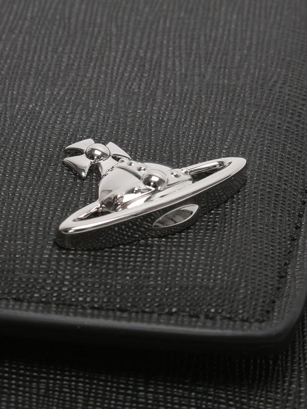 Victoria Black Leather Envelope Clutch