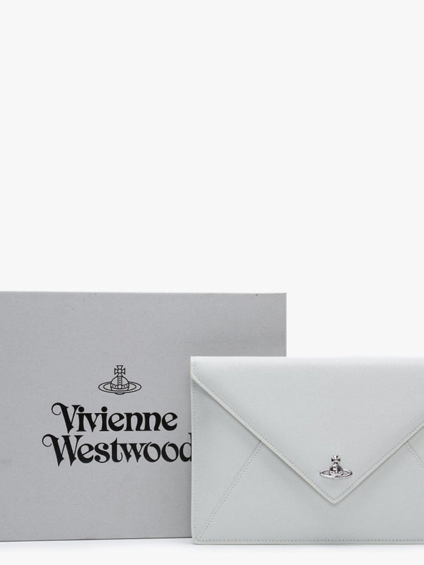 Victoria White Leather Envelope Clutch