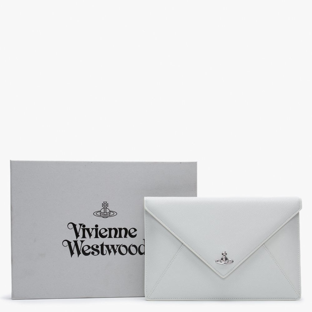 Victoria White Leather Envelope Clutch