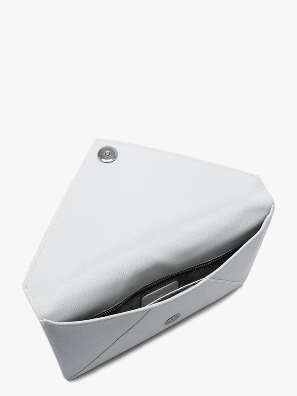 Victoria White Leather Envelope Clutch