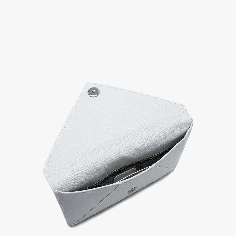 Victoria White Leather Envelope Clutch