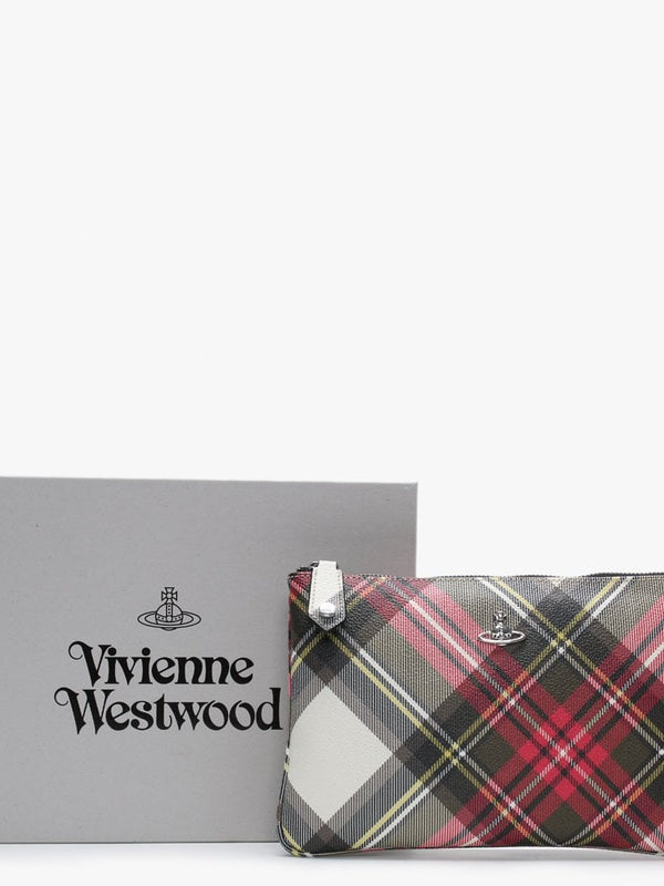 Derby Red Tartan New Exhibition Top Zip Clutch