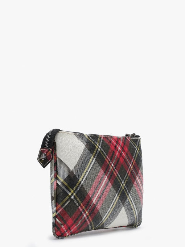 Derby Red Tartan New Exhibition Top Zip Clutch