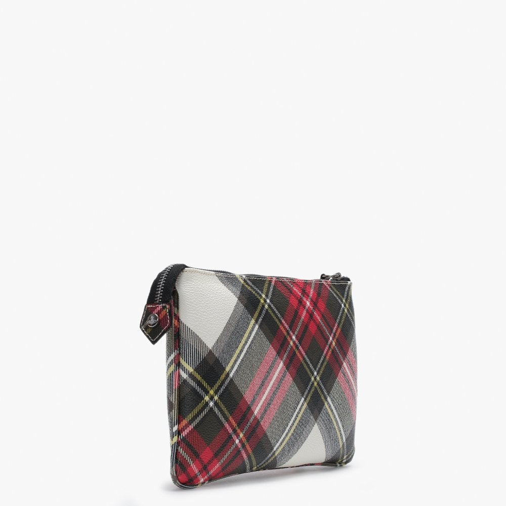 Derby Red Tartan New Exhibition Top Zip Clutch