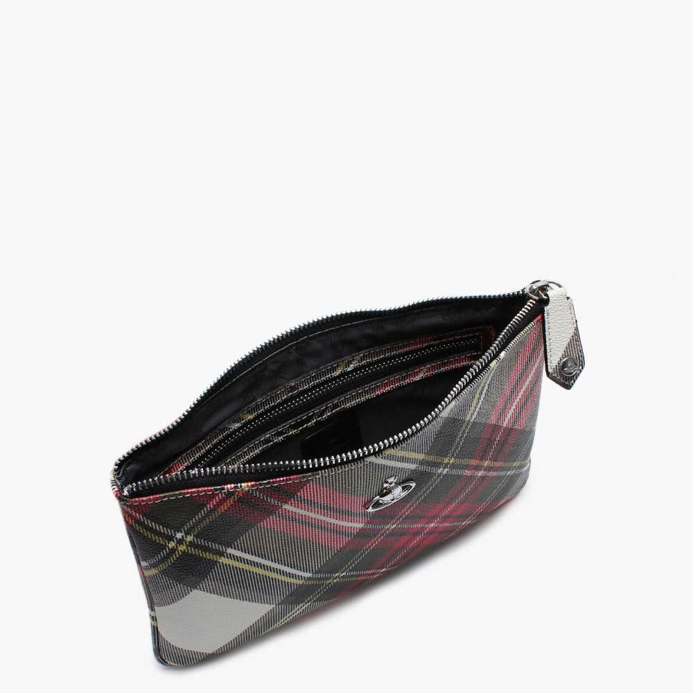 Derby Red Tartan New Exhibition Top Zip Clutch