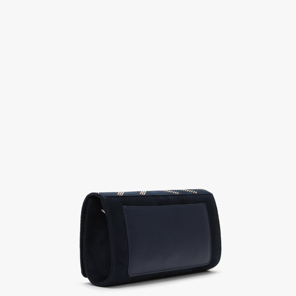 Dime Blue Studded Clutch Bag