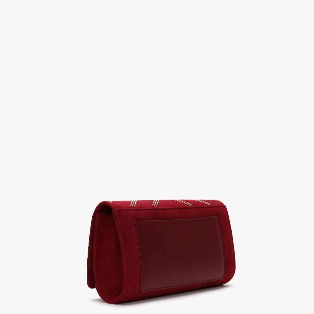 Dime Burgundy Studded Clutch Bag