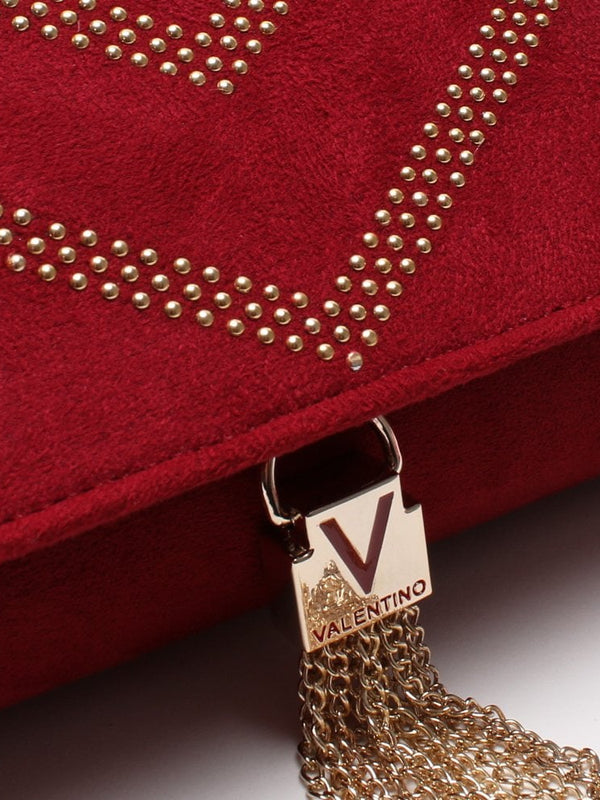 Dime Burgundy Studded Clutch Bag