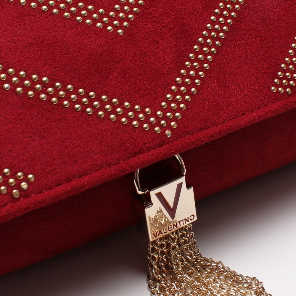 Dime Burgundy Studded Clutch Bag