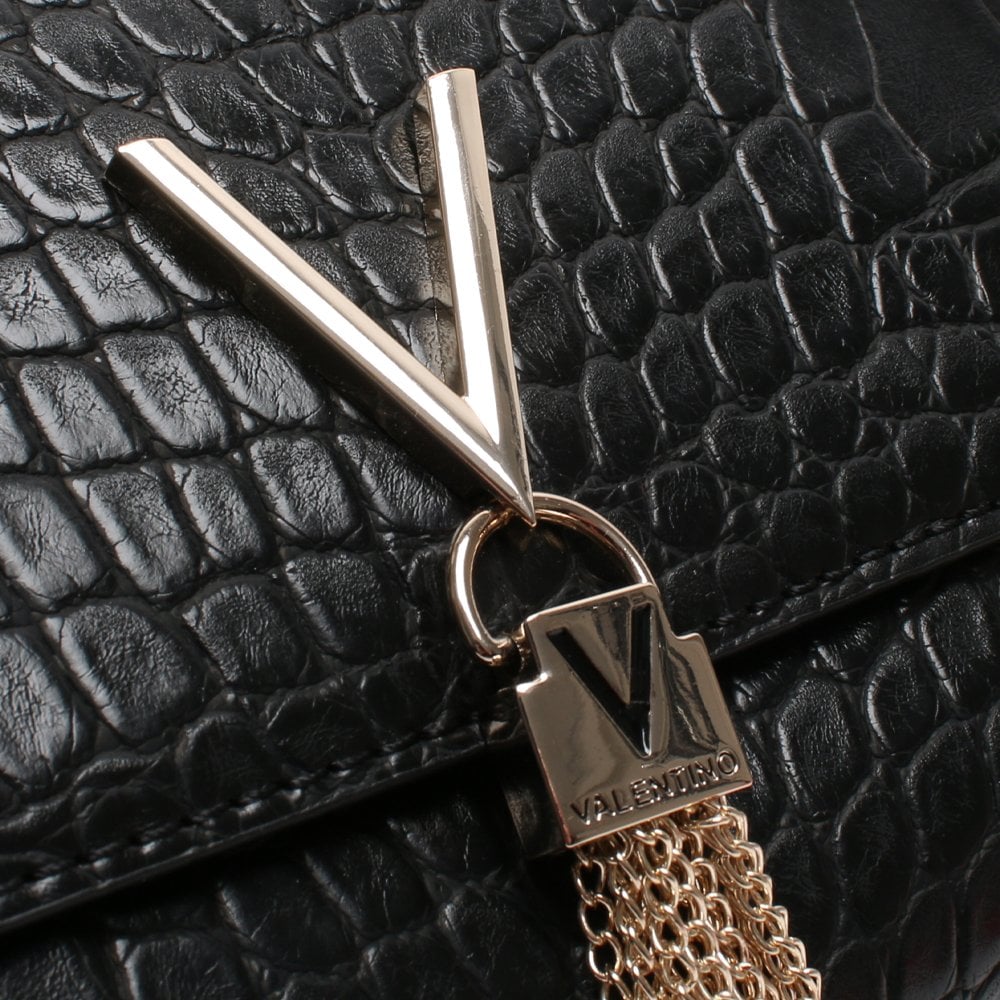 Audrey Black Moc Croc Clutch Bag