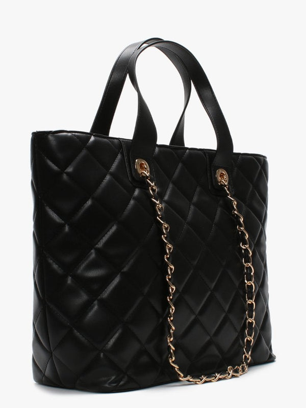 Ocarina Black Quilted Chain Handle Tote Bag