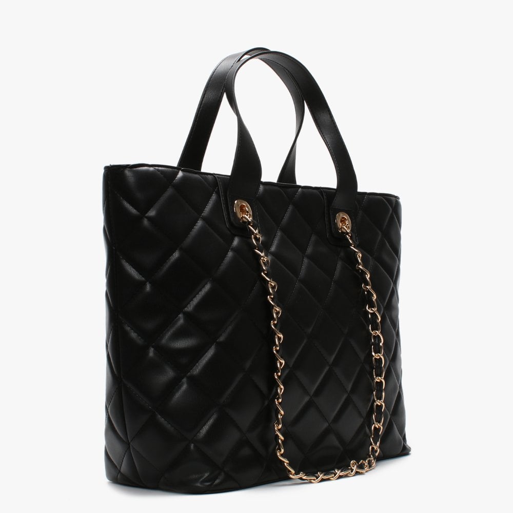 Ocarina Black Quilted Chain Handle Tote Bag