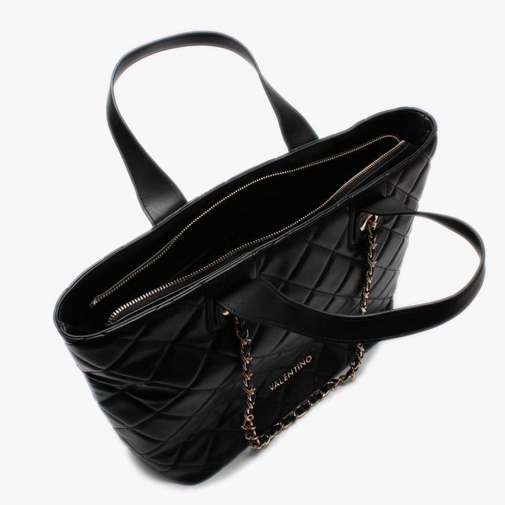 Ocarina Black Quilted Chain Handle Tote Bag