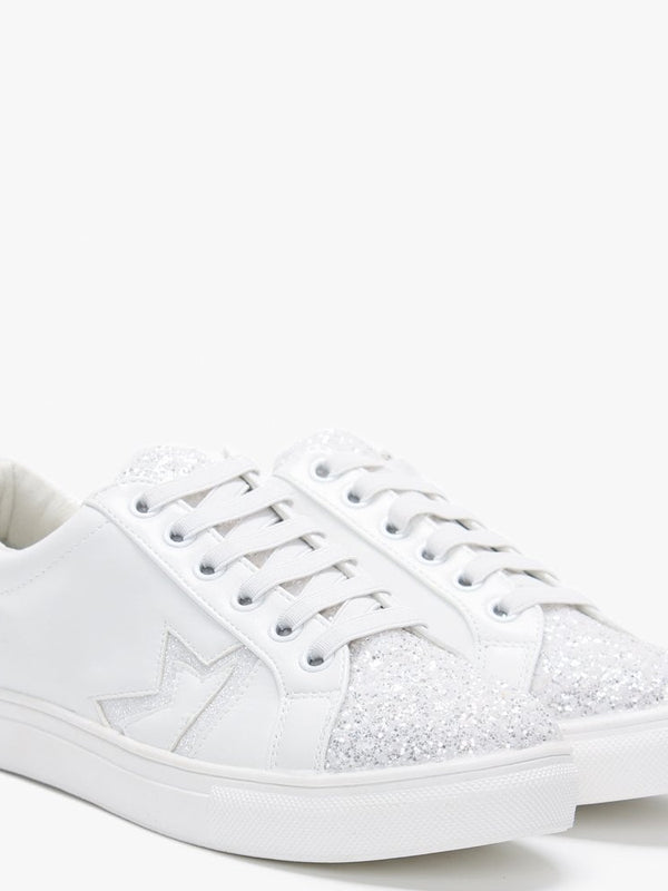 Yully White Glitter Star Trainers
