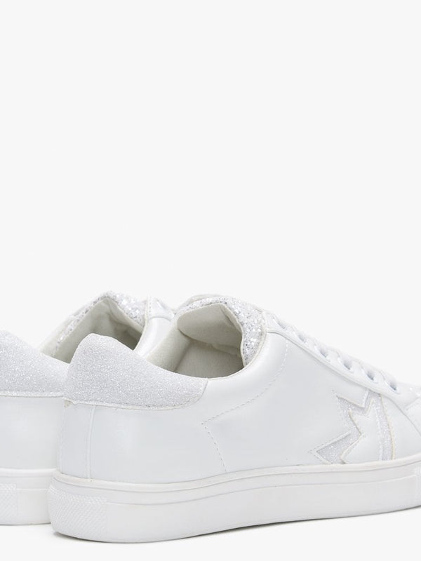 Yully White Glitter Star Trainers