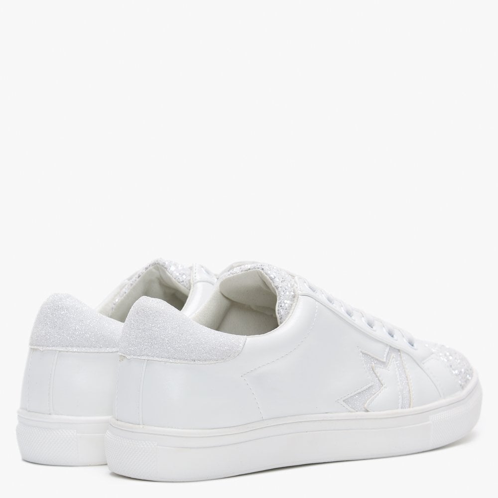 Yully White Glitter Star Trainers