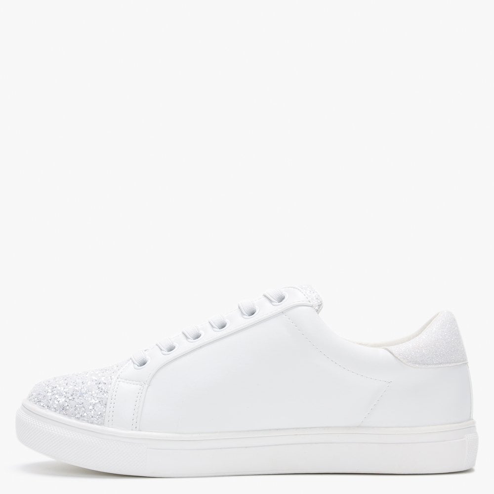 Yully White Glitter Star Trainers