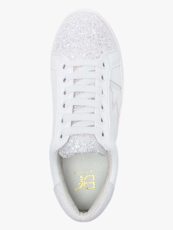 Yully White Glitter Star Trainers