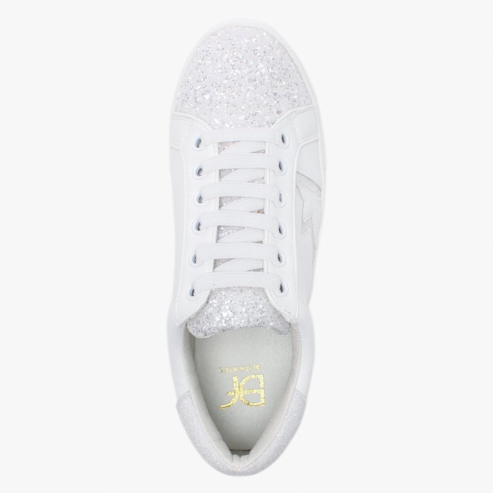 Yully White Glitter Star Trainers
