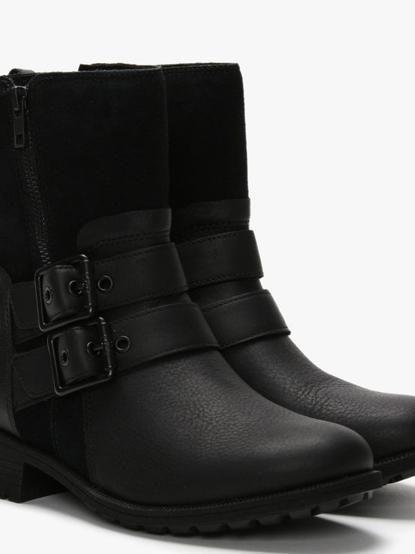 Wilde Black Leather & Suede Biker Boots