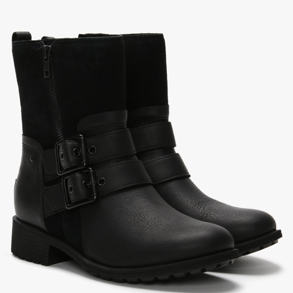 Wilde Black Leather & Suede Biker Boots