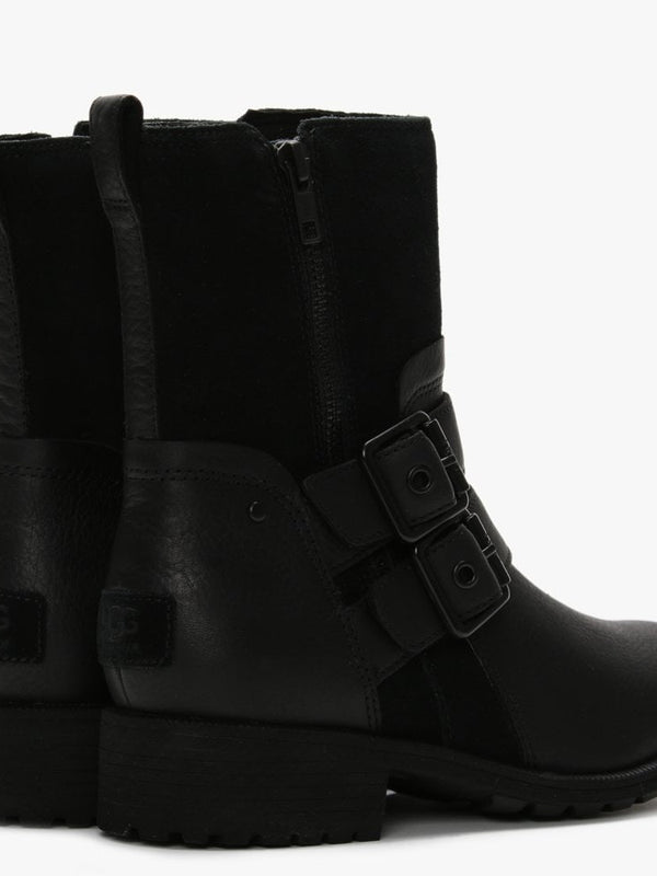 Wilde Black Leather & Suede Biker Boots