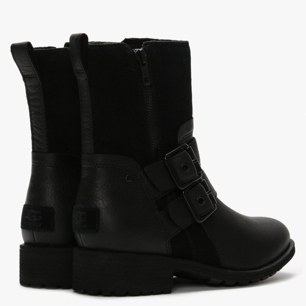 Wilde Black Leather & Suede Biker Boots