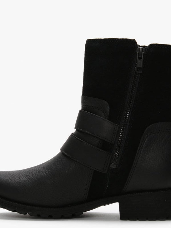 Wilde Black Leather & Suede Biker Boots