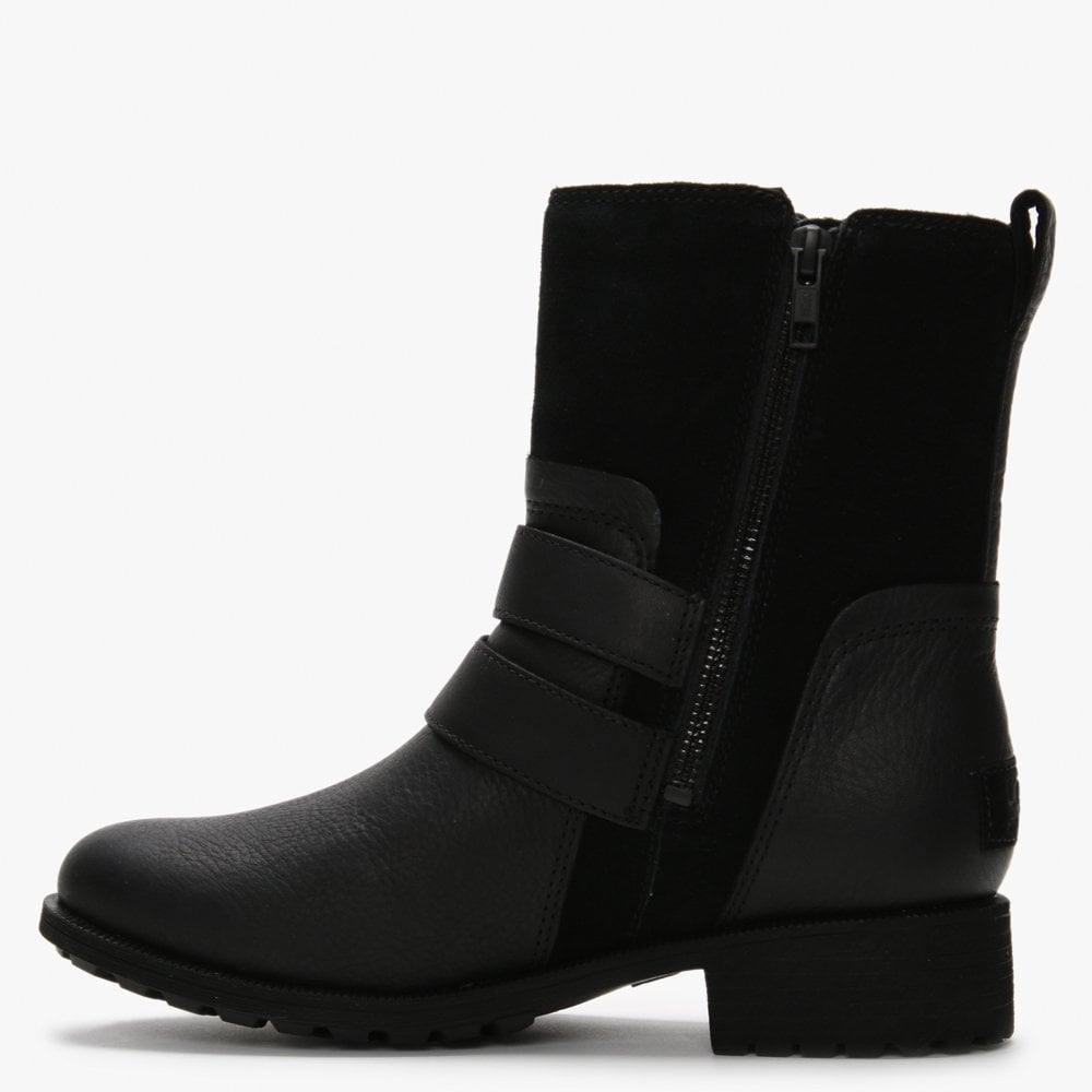 Wilde Black Leather & Suede Biker Boots