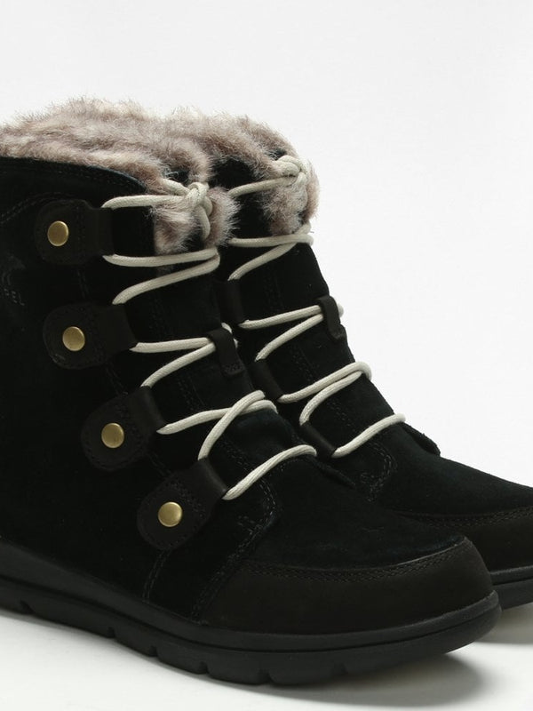 Explorer Joan Black & Dark Stone Leather & Suede Ankle Boots