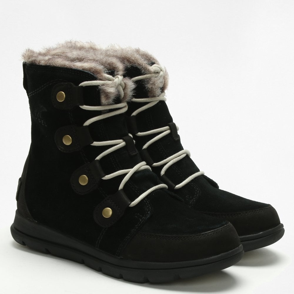 Explorer Joan Black & Dark Stone Leather & Suede Ankle Boots