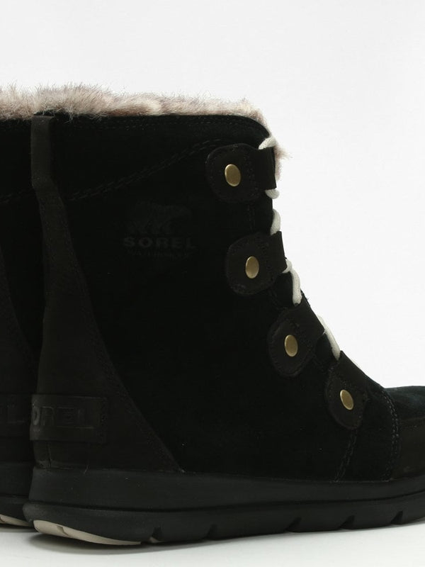 Explorer Joan Black & Dark Stone Leather & Suede Ankle Boots