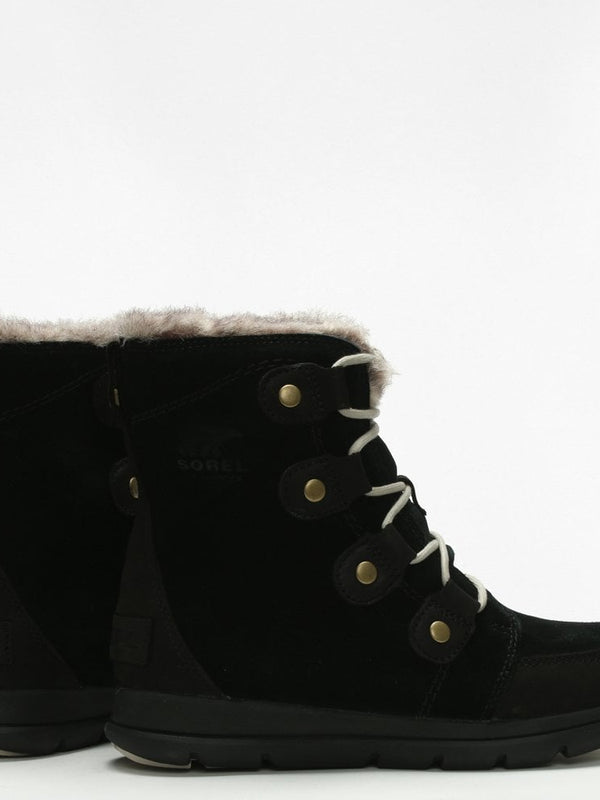 Explorer Joan Black & Dark Stone Leather & Suede Ankle Boots