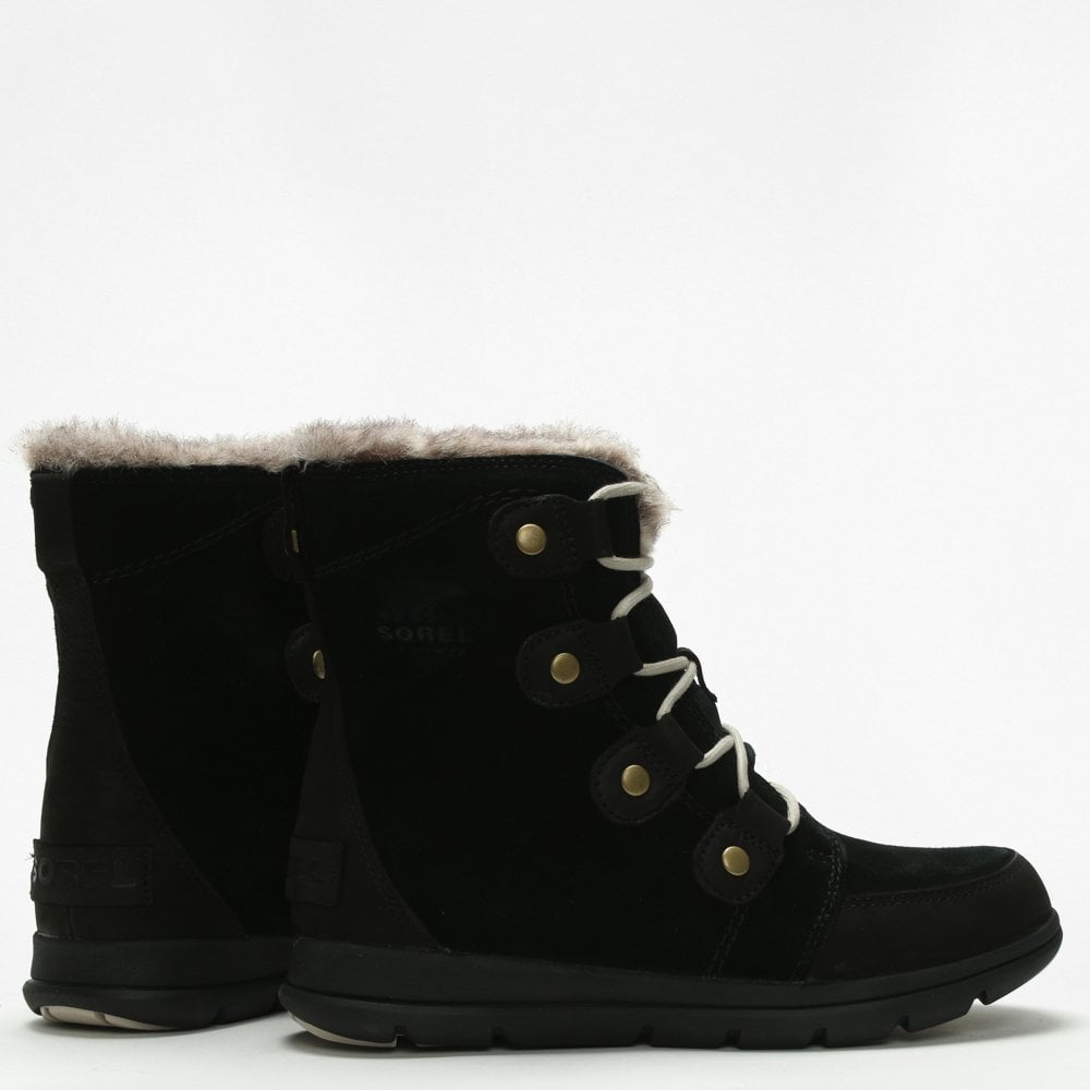 Explorer Joan Black & Dark Stone Leather & Suede Ankle Boots