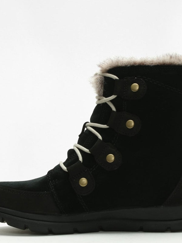 Explorer Joan Black & Dark Stone Leather & Suede Ankle Boots
