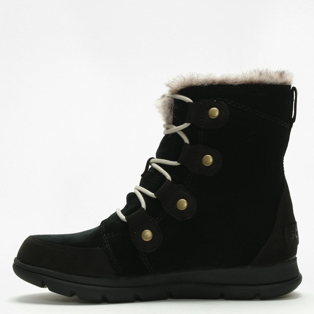 Explorer Joan Black & Dark Stone Leather & Suede Ankle Boots
