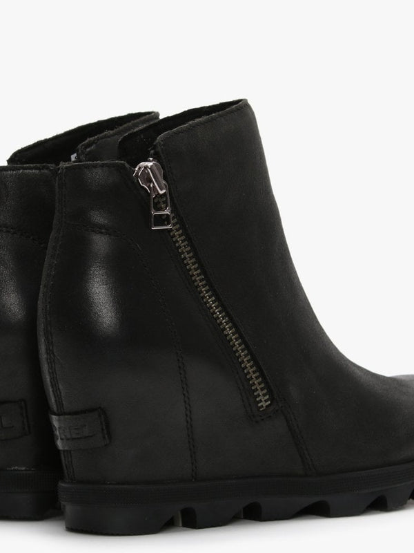 Joan Of Arctic Wedge Zip II Black Leather Ankle Boots