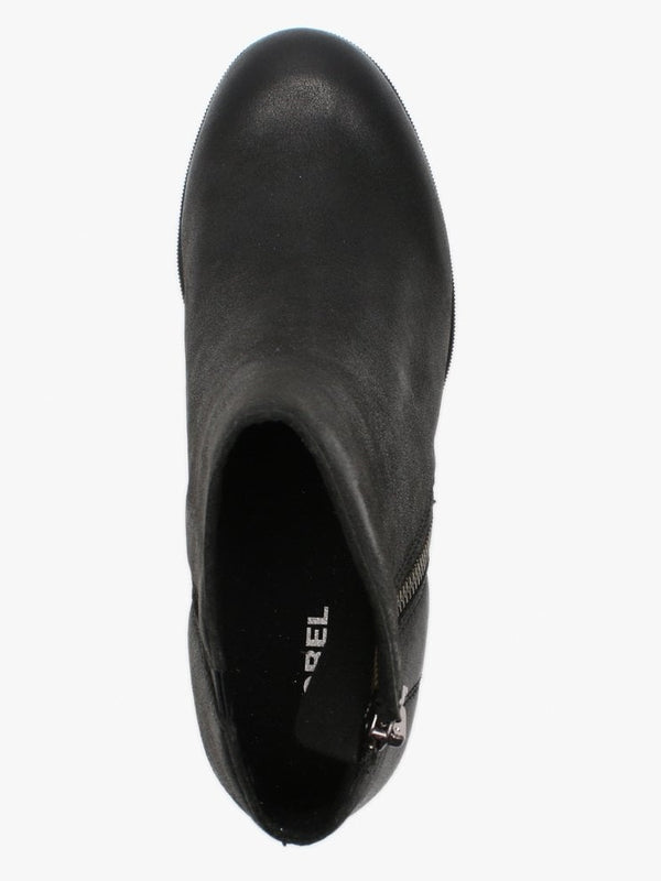 Joan Of Arctic Wedge Zip II Black Leather Ankle Boots