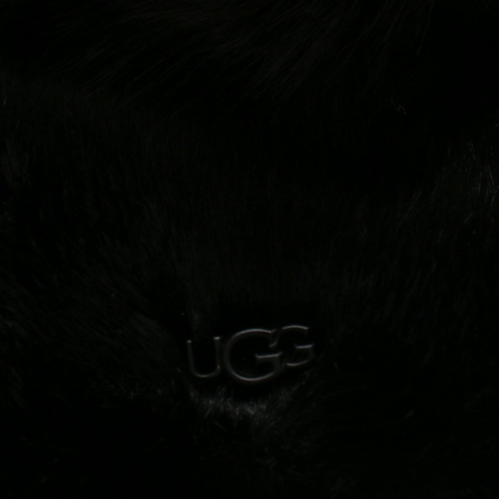 Faux Fur Black Pom Beanie Hat