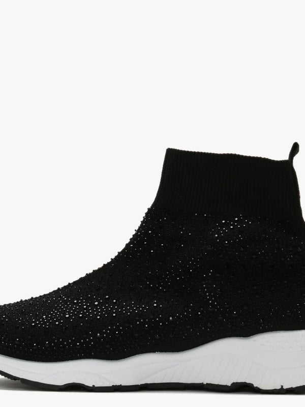 Bree Black Knitted Embellished High Top Trainers
