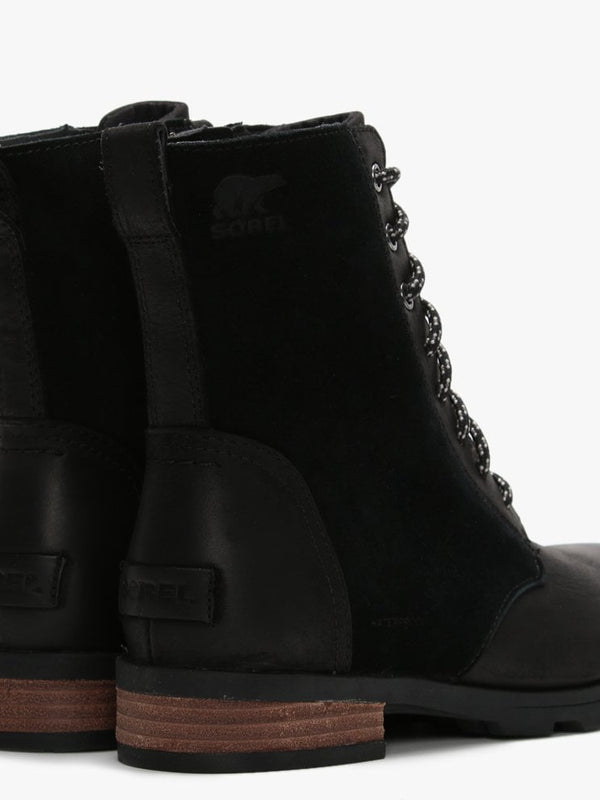 Emelie Short Lace Black Leather & Suede Ankle Boots