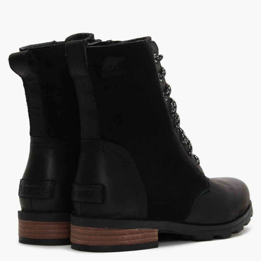 Emelie Short Lace Black Leather & Suede Ankle Boots