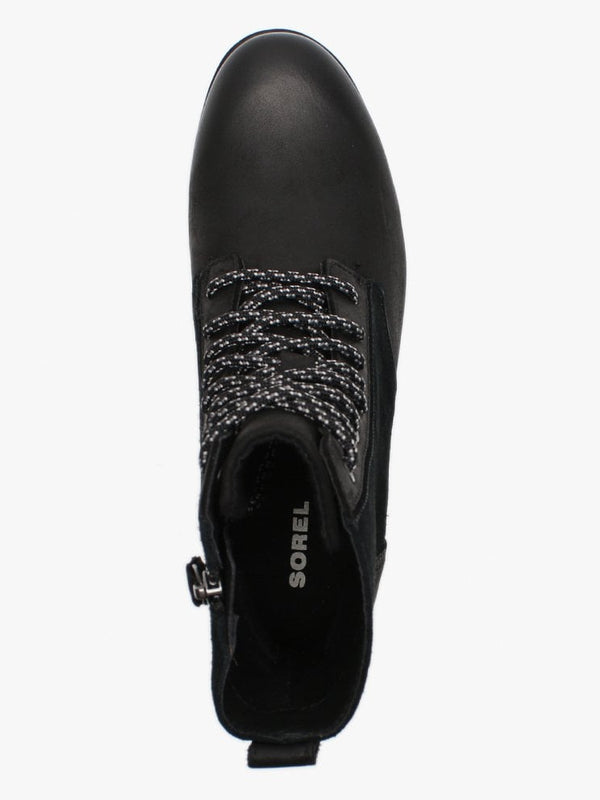 Emelie Short Lace Black Leather & Suede Ankle Boots