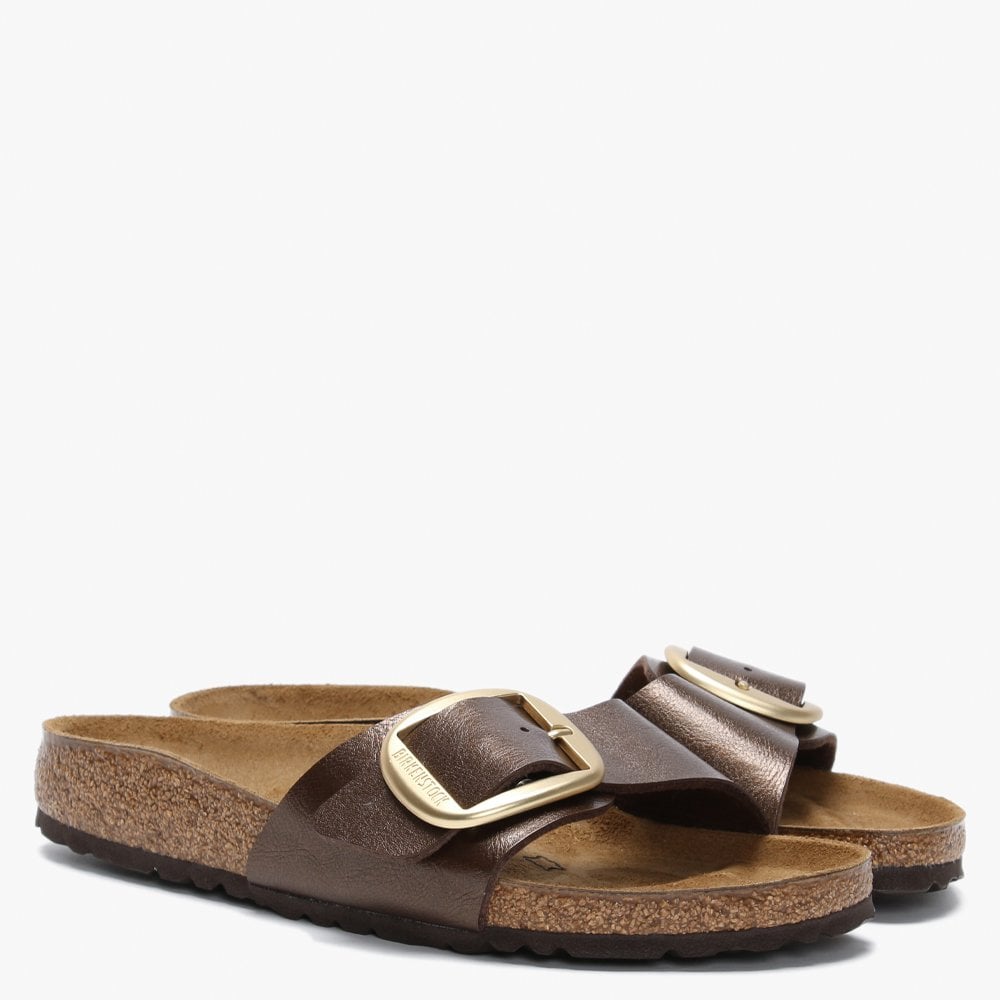 Madrid Big Buckle Graceful Toffee Leather Mules