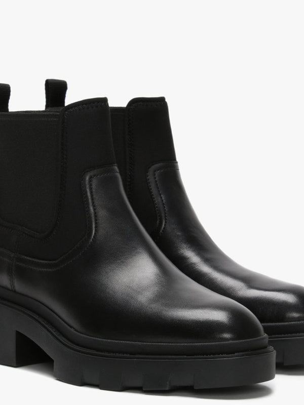 Metro Black Leather Chunky Chelsea Boots