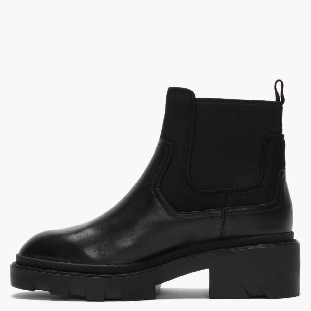 Metro Black Leather Chunky Chelsea Boots