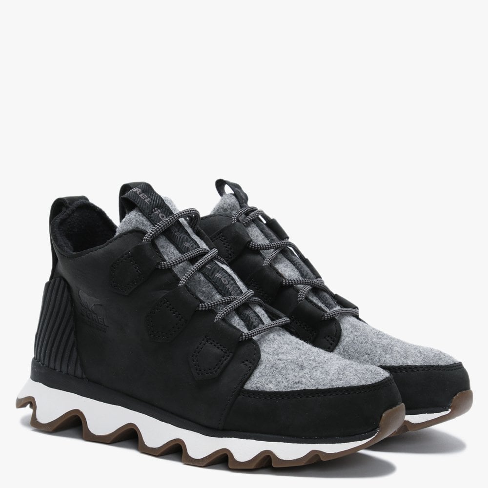 Kinetic Caribou Black Leather Sporty Trainers
