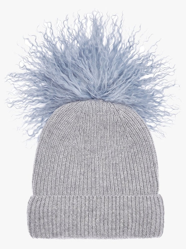 Bonnie Blue Cashmere Pom Pom Beanie Hat